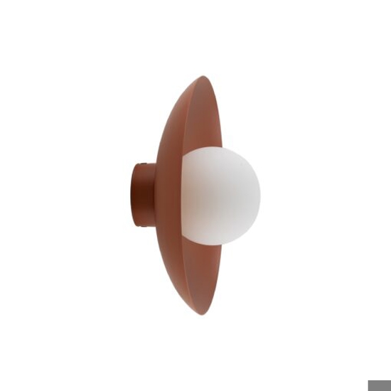 Plafoniera da soffitto piatto rosso mattone sfera bianca moderna