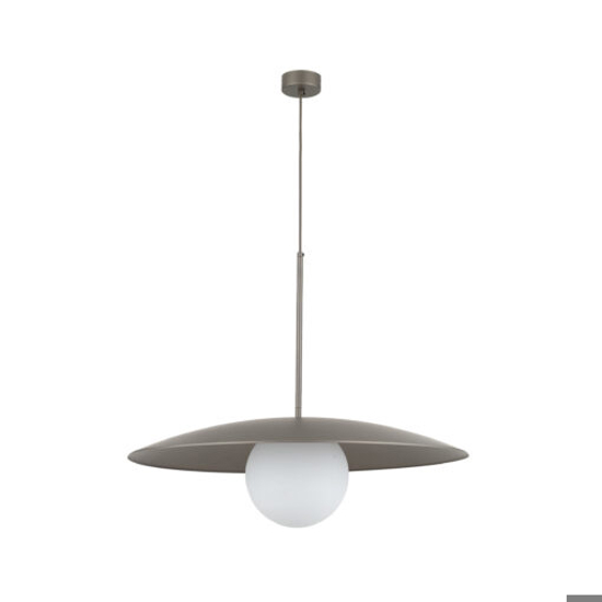 Lampadario per cucina moderna marrone 65 cm piatto di metallo sfera in vetro