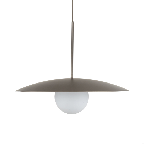 Lampadario per cucina moderna marrone 65 cm piatto di metallo sfera in vetro