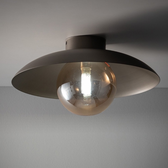 Plafoniera moderna piatto marrone sfera di vetro bianco