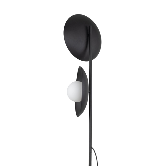 Piantana nera 2 luci design moderna sfere di vetro bianco