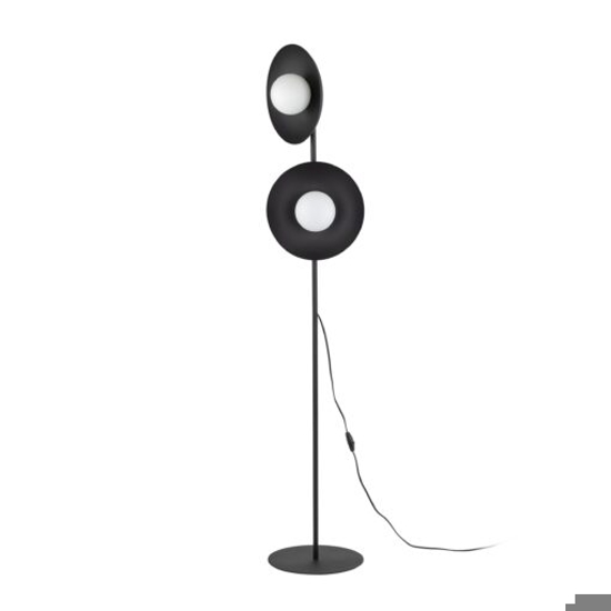 Piantana nera 2 luci design moderna sfere di vetro bianco