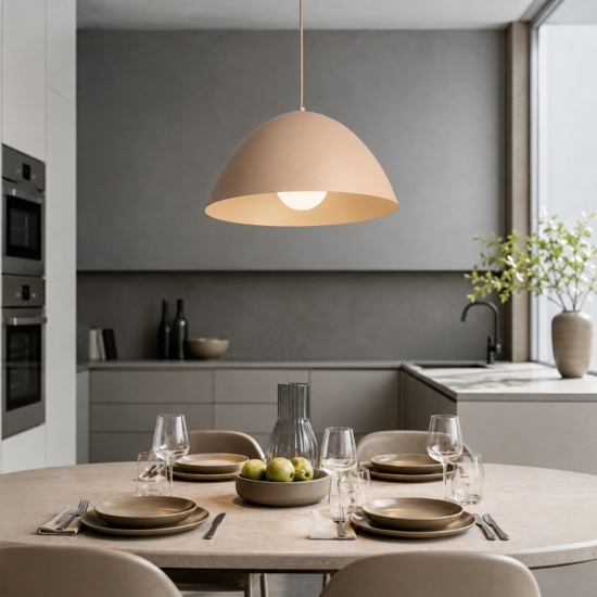 Lampadario cupola sabbia in metallo 34 cm per cucina moderna