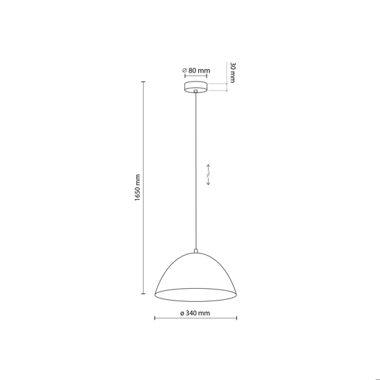 Lampadario cupola sabbia in metallo 34 cm per cucina moderna