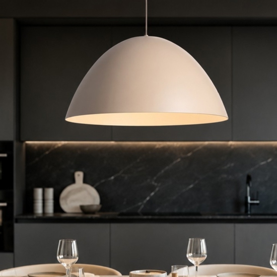 Lampadario cupola di metallo 50 cm sabbia per cucina