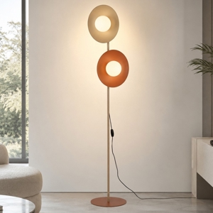 Piantana design moderna rosso sabbia 2 luci per soggiorno