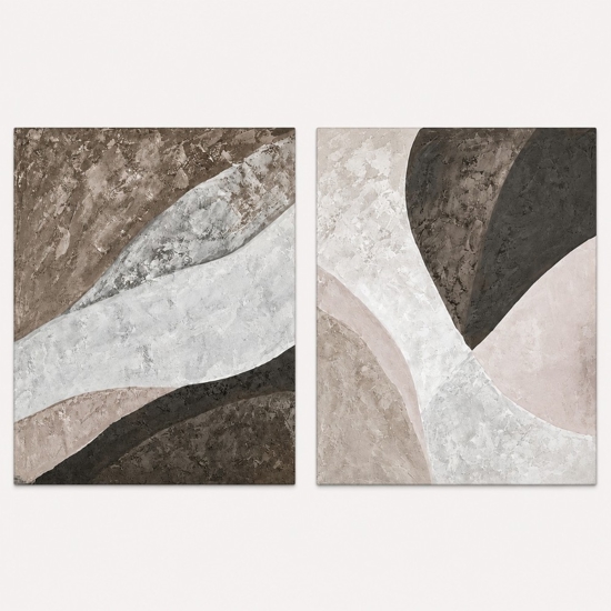 Coppia di quadri astratti materici  quadrati 80x80 moderni per soggiorno