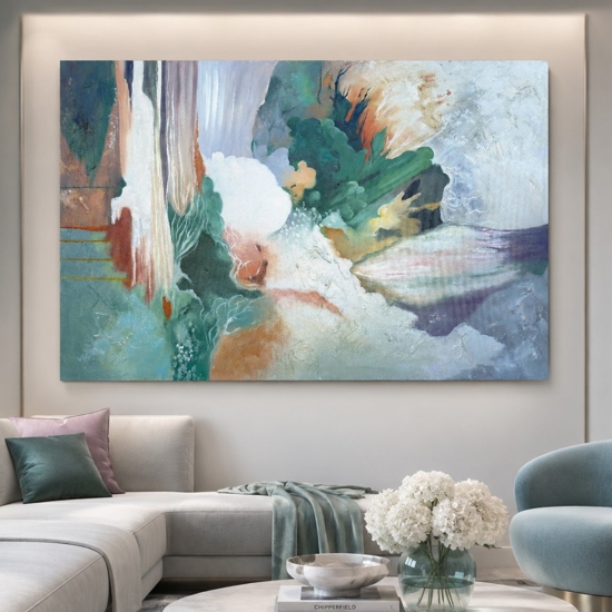 Quadro astratto moderno dipinto multicolore su tela materico a rilievo 80x120