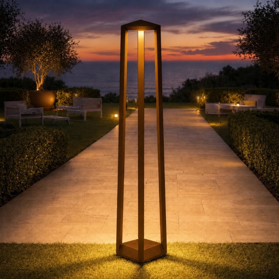 Ondaluce lampione moderno da giardino lucifer corten led 12w 3000k ip65