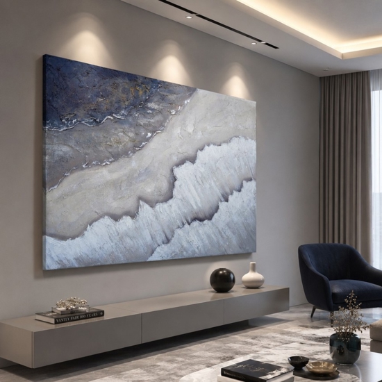 Quadro onde astratte moderno dipinto materico a rilievo 80x120 cm