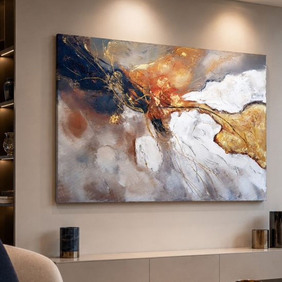 Quadro 100x150 cm astratto moderno dipinto su tela materico