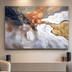 Quadro astratto moderno connessioni oro 80x120 cm dipinto su tela materico