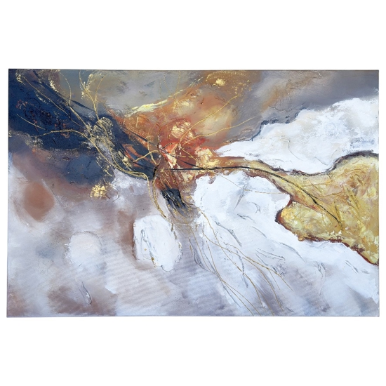 Quadro astratto moderno connessioni oro 80x120 cm dipinto su tela materico