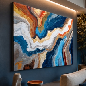 Quadro astratto onde di colore 80x120 cm dipinto moderno materico per soggiorno