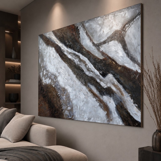 Quadro astratto 100x150 cm segni nella pietra dipinto moderno materico