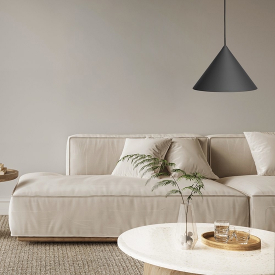 Lampada a sospensione design cono antracite vivida luminelle 30cm