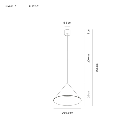 Lampada a sospensione design cono antracite vivida luminelle 30cm