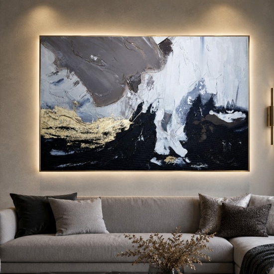 Quadro materia notturna 100x150 cm astratto moderno materico per salone