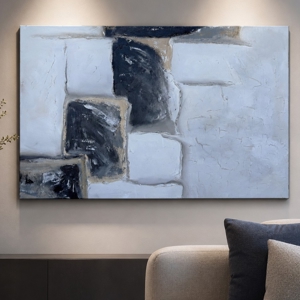 Quadro moderno architettura astratta 80x120 cm pittura materica a rilievo