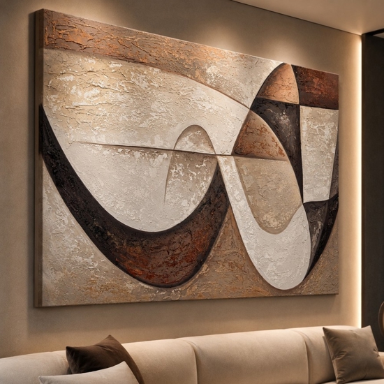 Quadro materia e forma 100x150 dipinto artigianale moderno per soggiorno