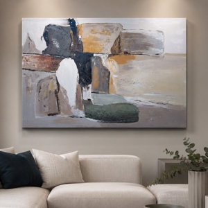 Quadro orizzonte astratto 80x120 cm dipinto moderno materico a rilievo