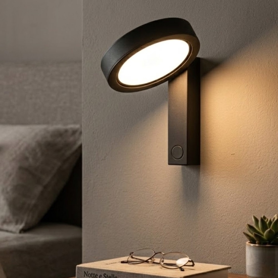 Vivida noxis applique da comodino orientabile antracite led cct dimmerabile presa usb