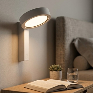 Vivida noxis applique da comodino orientabile bianca led dimmerabile presa usb