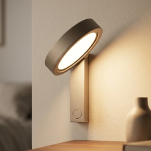 Applique da comodino vivida noxs sabbia orientabile led cct dimmerabile presa usb