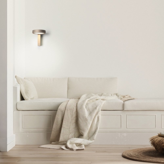 Applique da comodino vivida noxs sabbia orientabile led cct dimmerabile presa usb