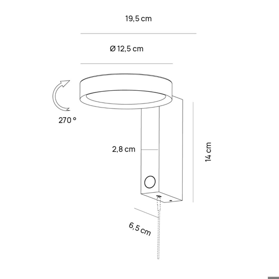 Applique da comodino vivida noxs sabbia orientabile led cct dimmerabile presa usb