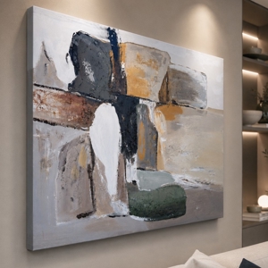 Quadro dipinto materico 100x150 cm orizzonte astratto per soggiorno