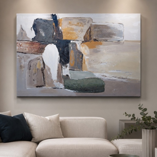 Quadro dipinto materico 100x150 cm orizzonte astratto per soggiorno