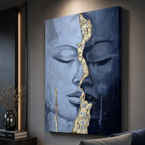 Quadro sguardo interiore 100x150 cm materico dipinto a rilievo per salone
