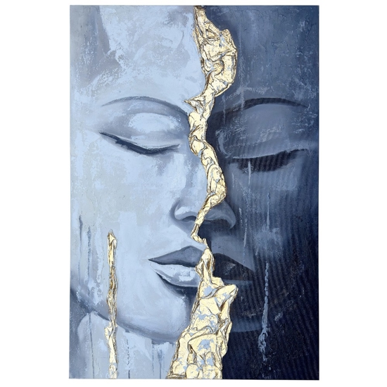 Quadro sguardo interiore 100x150 cm materico dipinto a rilievo per salone