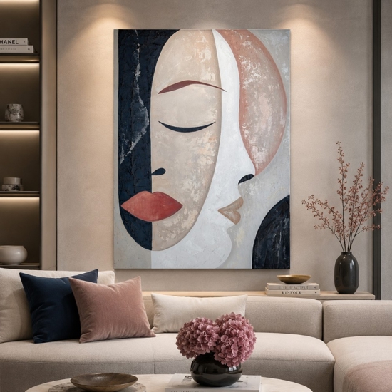 Quadro moderno sussurri interiori 100x150 cm dipinto materico a rilievo