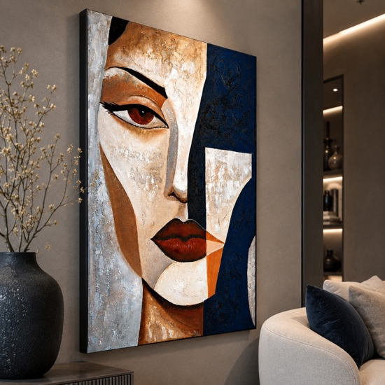 Quadro verticale moderno fascino silenzioso 80x120 dipinto materico a rilievo