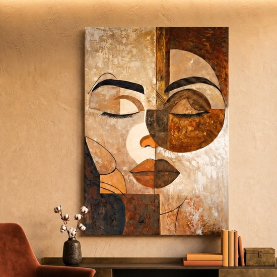 Quadro verticale materico geometrie dell’anima dipinto a rilievo 80x120 cm