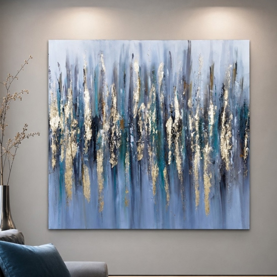 Quadro pioggia oro 120x120 cm astratto moderno materico quadrato dipinto a rilievo