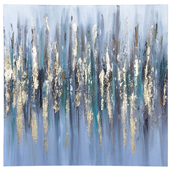 Quadro pioggia oro 120x120 cm astratto moderno materico quadrato dipinto a rilievo