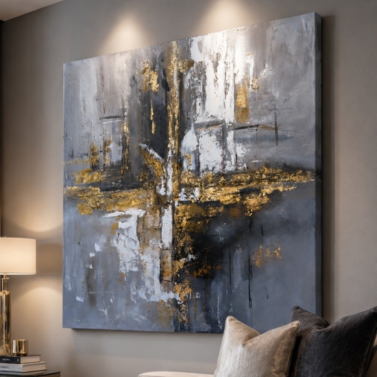 Quadro tracce di luce 120x120 cm astratto moderno dipinto a rilievo