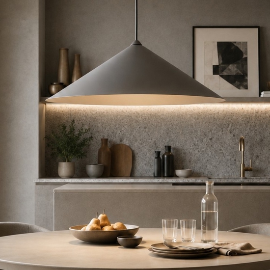 Lampadario a sospensione cono di metallo marrone 40 cm per tavolo cucina