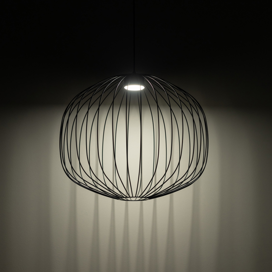 Lampadario a sospensione sfera gabbia di metallo nero per soggiorno moderno