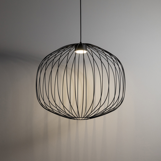 Lampadario a sospensione sfera gabbia di metallo nero per soggiorno moderno