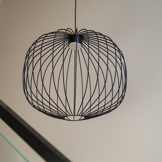 Lampadario a sospensione sfera gabbia di metallo nero per soggiorno moderno