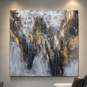 Quadro astratto moderno materia di luce 80x80 cm dipinto a rilievo per salone