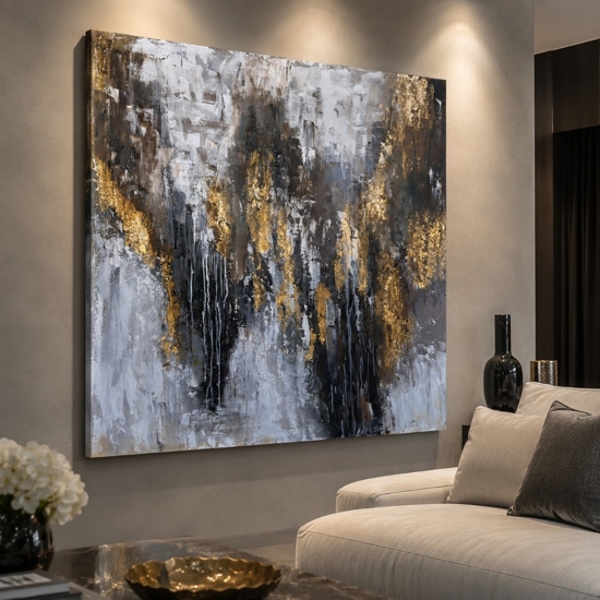 Quadro astratto moderno materia di luce 80x80 cm dipinto a rilievo per salone