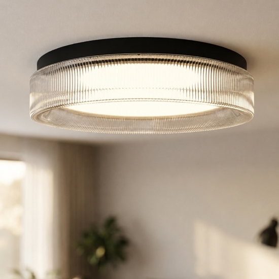 Vivida pilastro plafoniera classica vetro ovale trasparente led cct dimmerabile