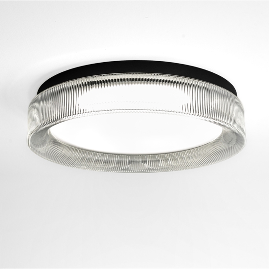Vivida pilastro plafoniera classica vetro ovale trasparente led cct dimmerabile