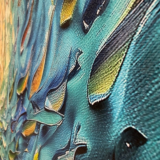 Quadro moderno vortice multicolor 77x143 stampa con decoro a rilievo