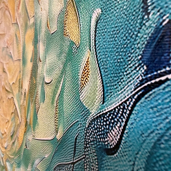 Quadro moderno vortice multicolor 77x143 stampa con decoro a rilievo